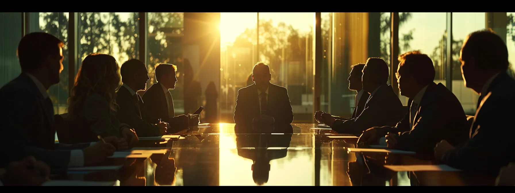 a group of lawyers discussing legal strategies and reviewing case files in a conference room.